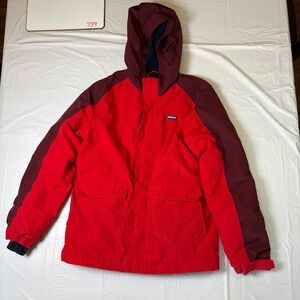 Lands End Kids Squall Waterproof Winter Parka Red Burgundy Fleece Lined L 14-16